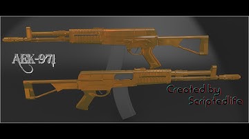 Blender 3d AEK- 971 speed model gold gun