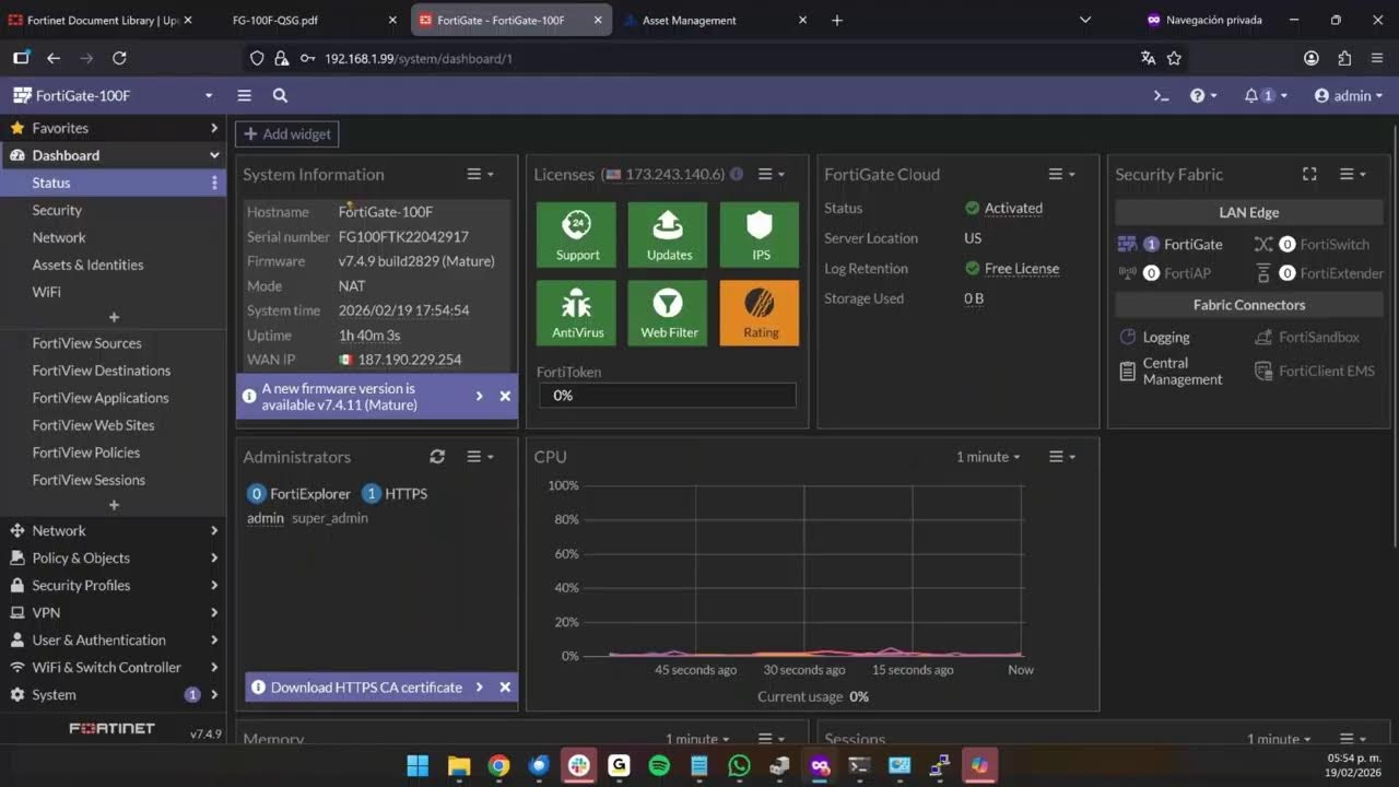 WEBINAR: CONFIGURACIÓN INICIAL FORTIGATE