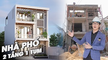 Ngôi nhà phố 2 tầng 1 tum đang trong giai đoạn hoàn thiện tại Bình Dương