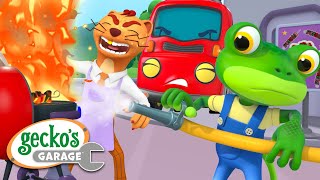 Fire at the Garage | Gecko's Garage | Trucks For Children | Cartoons For Kids