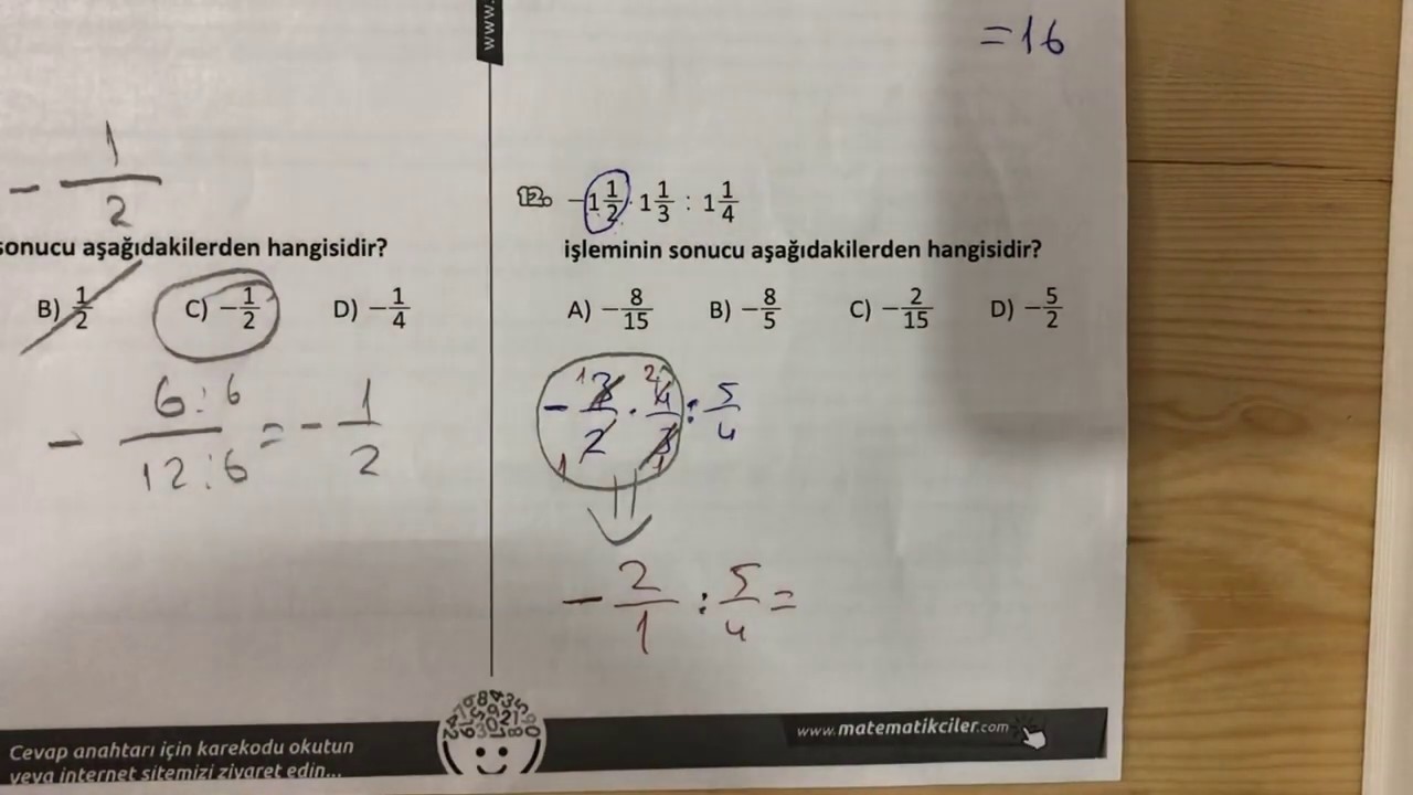 7.Sınıf Rasyonel Sayılarda Dört İşlem ( Toplama-Çıkarma-Çarpma-Bölme)
