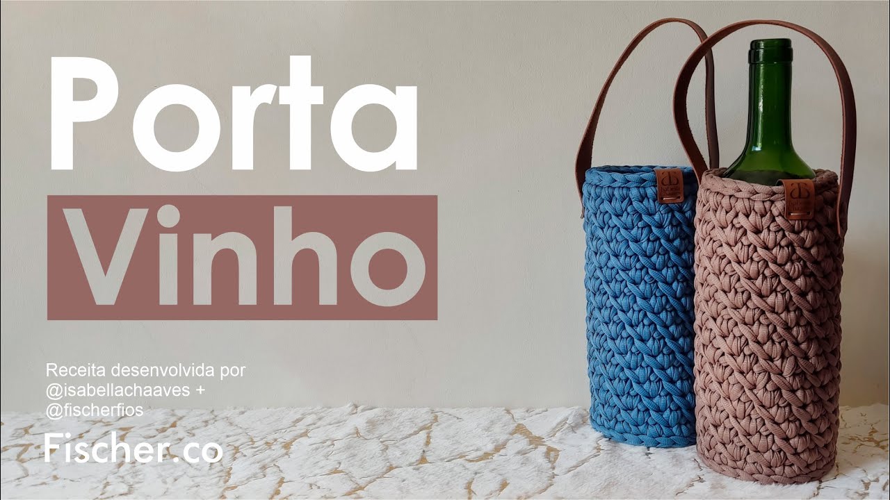 Porta Vinho em crochê com Fio de Malha Extra Premium 25mm (Por Isabella Chaaves)