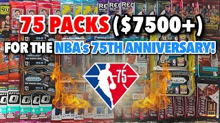INCREDIBLE PULLS! 🤯 OPENING 75 RANDOM BASKETBALL PACKS ($7500+) TO CELEBRATE THE NBA'S 75TH SEASON!
