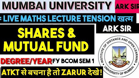 Q1 Shares& Mutual Maths Paper Solution 2023  Mumbai University IDOL 20 marks  fy bcom  maths sem 1