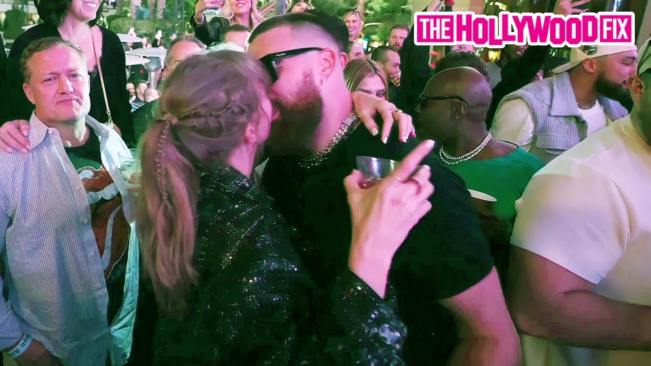 Taylor Swift and Travis Kelce Share a Kiss at Super Bowl Celebration with Patrick Mahomes