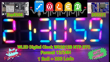 DIY WLED NTP RTC DigitalClock .ws2812b addressable led strip.12/24H Format. Free firmware. #wled