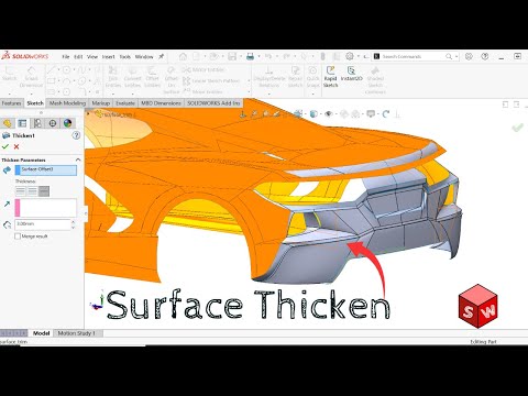 How to Use Solidworks Thicken from Surface - Solidworks Tutorial