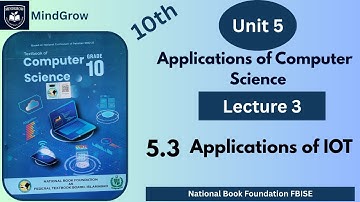Unit 5 Applications of Computer Science | 5.3 Applications of IoT Explained Class 10 Computer FBISE