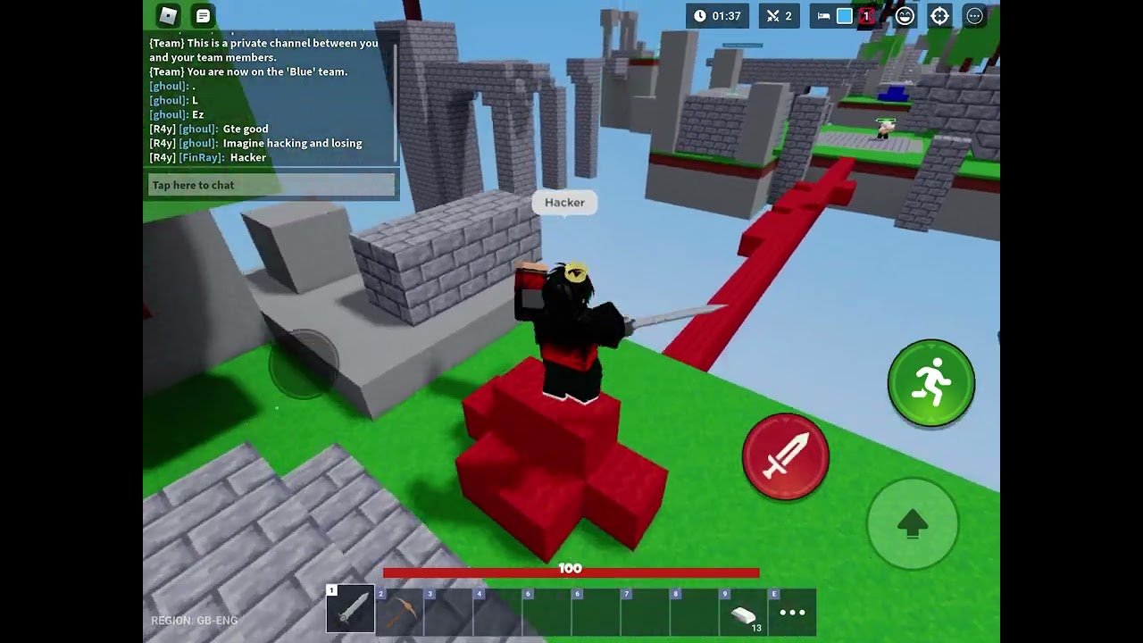 Saving my 45 streak against a hacker! (Roblox bedwars)