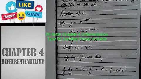 XII Math Chapter 4 Differentiation Ex 4.2 (App of Ln) Solution by Sir Ahsan Abdullah Patel - Part 1