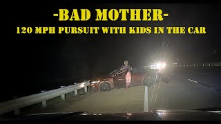120 MPH pursuit with your 9 month old and 3 year old on the car!  Ford Fusion disabled by PIT / TVI