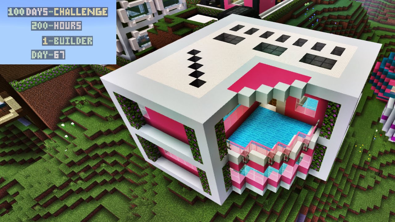 Building a new modern house in a cliff for the village .. Minecraft 100 ...