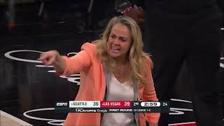 Becky Hammon GOES BALLISTIC on ref, NO TECHNICAL | Las Vegas Aces, WNBA Playoffs basketball