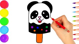 Como Desenhar um Sorvete/Picolé Fofo de Panda || crianças #9