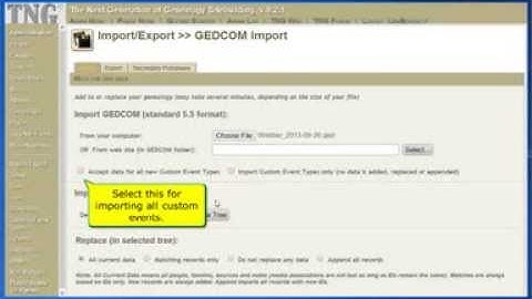 Importing GEDCOM into TNG
