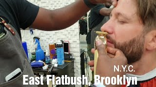 💈$12 STRAIGHT RAZOR BEARD TRIM in East Flatbush Brooklyn NYC at Nostrand Elite Barbershop