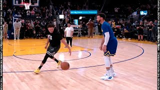 Seth Curry snuck up on Steph during his warmup 🤣