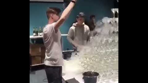 Destroying pyramid of glasses