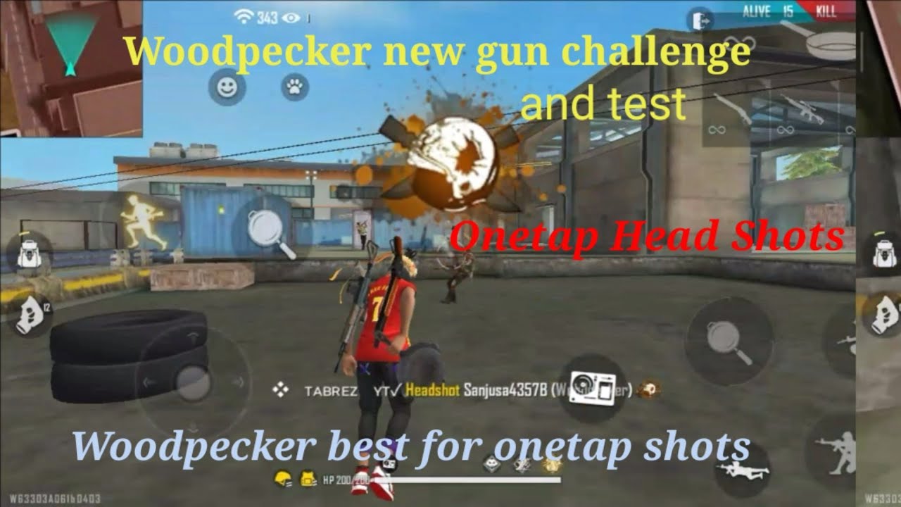 Free Fire 🔥 New Gun Woodpecker Challenge only onetap shots - YouTube