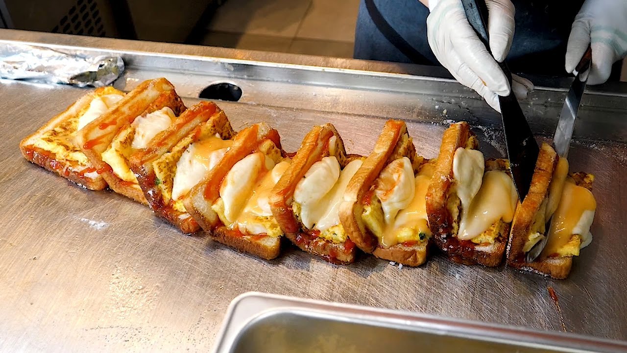 ⁣Mozzarella Cheese Shrimp Toast - Korean Street Food