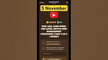 MemeFi youtube video code today 5 November | MemeFi YouTube video secret code today | #crypto