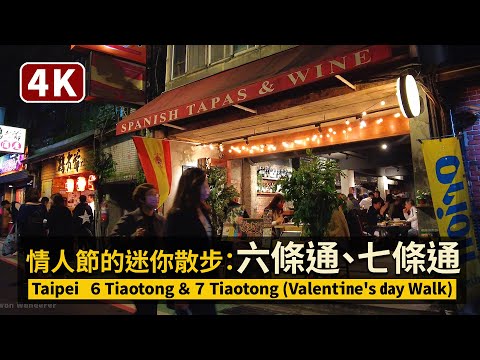 Taipei 6 Tiaotong ＆ 7 Tiaotong（Valentine's day Walk）2021情人節的迷你散步：林森北路六條通＆七條通【4K】／台湾TaiwanWalkingTour