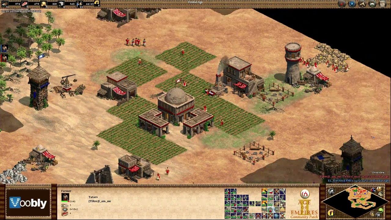 Voobly AOE2 1.6: Arabia, Tatars vs Ethiopians