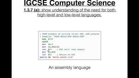 60 IGCSE Computer Science Tutorial  1 3 7 a – High level and Low level Languages