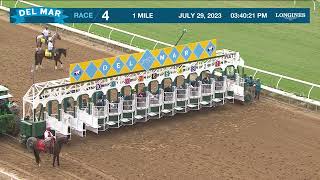 Famous Whistler's Style wins race 4 at Del Mar 7/29/23. Wealth
