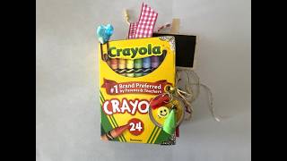 Crayon Box Journal ~ Decorating and Ephemera ~ Dollar Tree Junk Journal Challenge 
