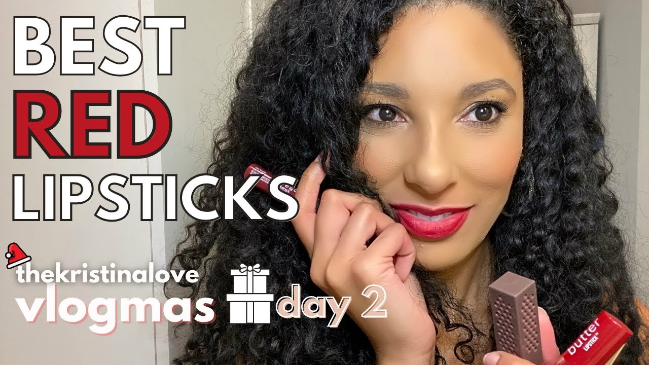 VLOGMAS DAY 2 | The Best Red Lipsticks for the Holidays | Drugstore & High End | The Kristina Love