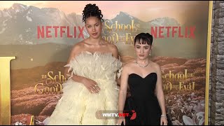 Sofia Wylie and Sophia Anne Caruso arrive at Netflix's 'The School For Good And Evil' premiere