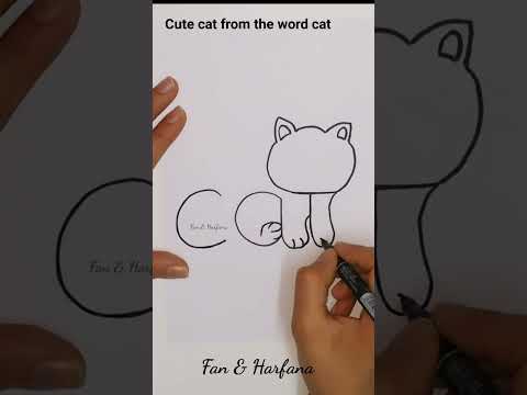 Turn Word Cat Into A Real Cute Cat You Will Be Surprised Drawing Creativecrafts Art Youtube