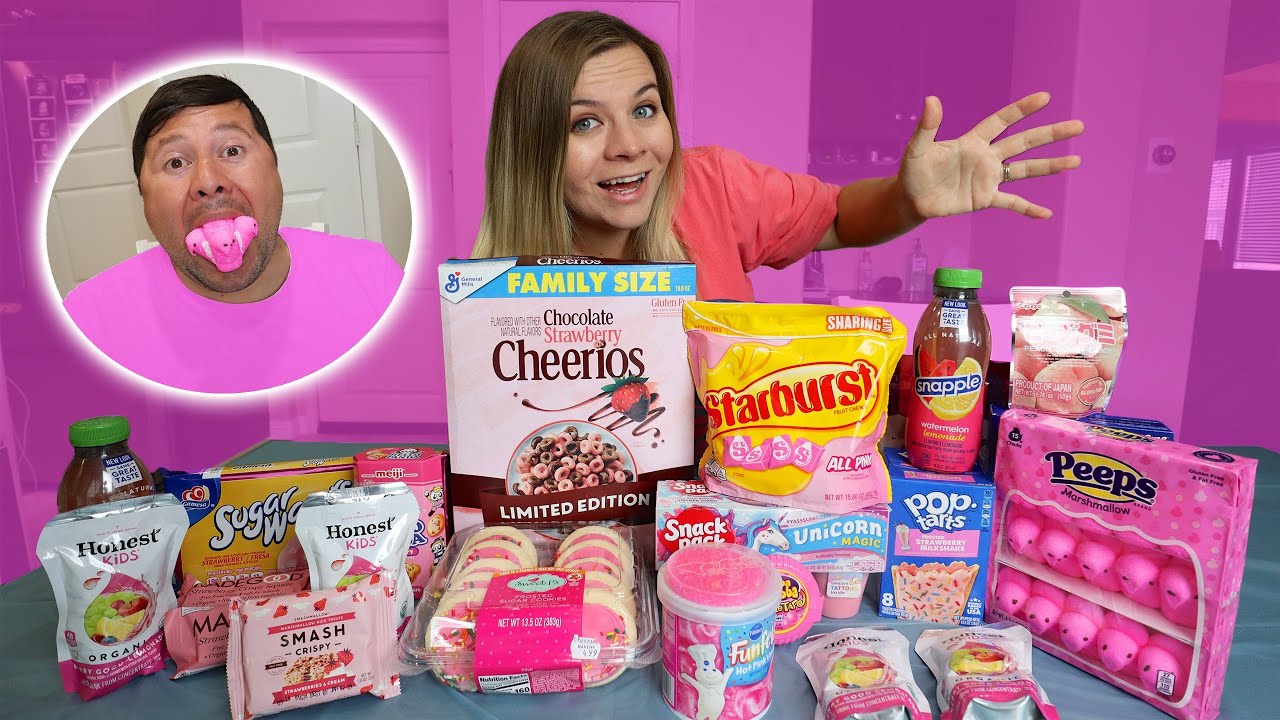 EATING ONLY PINK FOODS FOR 24 HOURS! YouTube