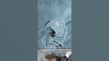 Watch a flooded street drain unleashing a torrent of water after unclogged!