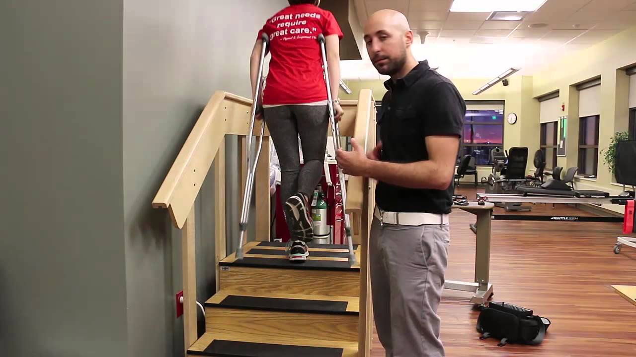 Using Crutches Going Up and Down Stairs - YouTube
