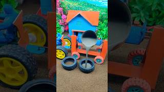 🏗️Mini tractor create a cement pillar step by step  🚜🔥DIY construction machine #shorts