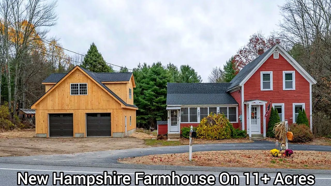 Фермерский дом в Нью-Гэмпшире на 11 акрах | Недвижимость в Нью-Гэмпшире | Двухэтажный гараж | Кар...