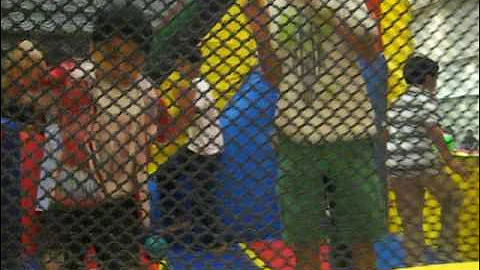 Kids in moon bounce at rishi b'day