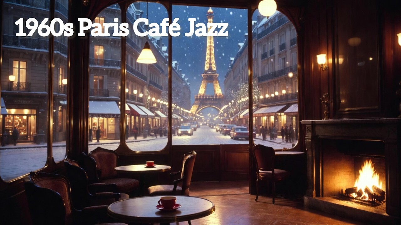 1960s Paris Café Jazz ☕ | Romantic Piano & Violin Night Ambience