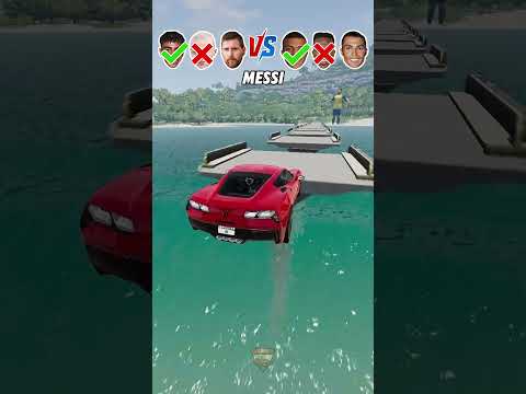 Messi Cars Team vs Ronaldo Cars Team Jump Challenge  #Shorts #beamngdrive