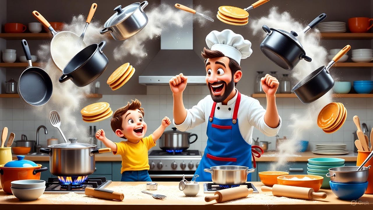 The Kitchen Dance with Dad 👨‍🍳💃 | Fun Family Cartoon Song | Kids Nursery Rhymes 