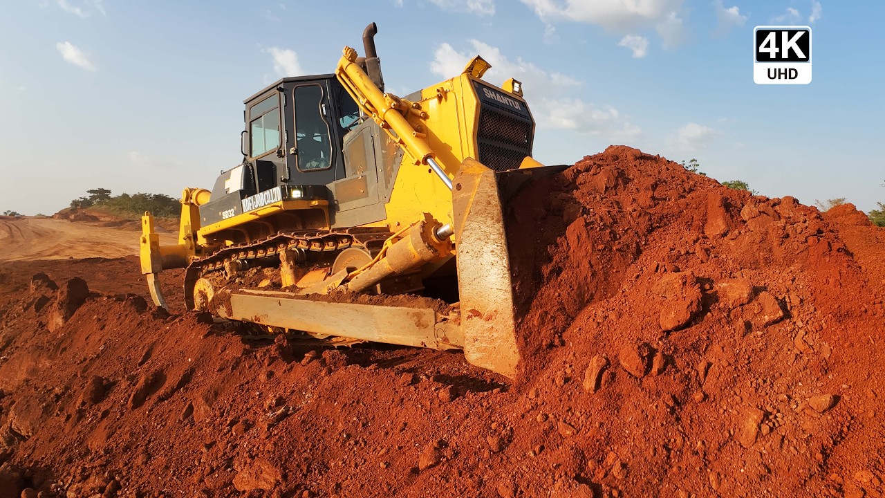 Bulldozer Formation Work and BOMAG Rollers Compacting on the Sunyani Outer Ring Road 4K