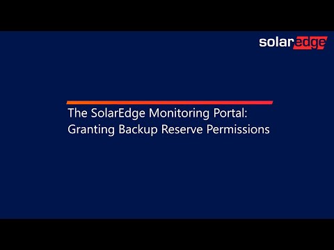 Granting Backup Reserve Permissions from the SolarEdge Monitoring Portal