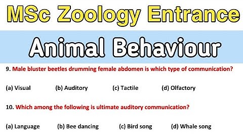 Animal Behaviour MCQ | MSc Zoology Entrance Exam Preparation || Most Important  Questions