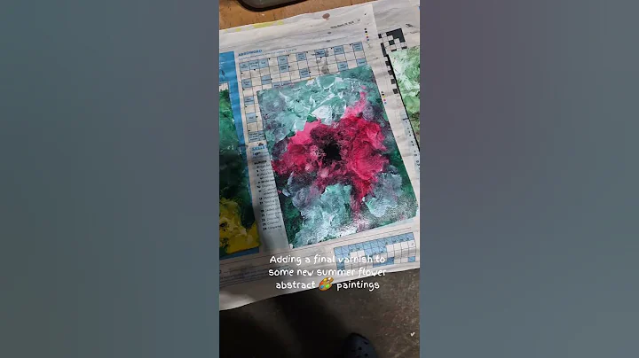 Final varnish to some abstract summer flower paintings. #richardjohnartwork