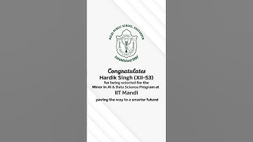 Qualified Minor in Artificial Intelligence & Data Science by IIT Mandi Hardik Singh, Class XII-S3