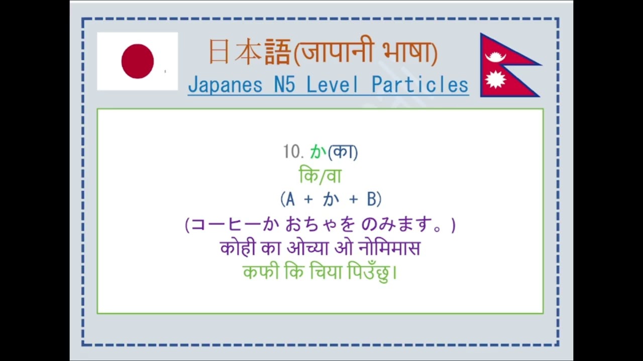 Japanese N5 Particles Explained in Nepali | と・や・も・の・ね・よ・か・だけ・しか | N5 Grammar