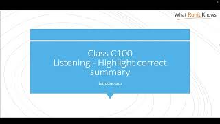 PTE Academic - Class C100 Listening HCS Introduction