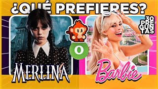 ☂️🔁🎀 MERLINA VS BARBIE | Juego de Elecciones | ¿Eres más como Merlina o más como Barbie? ✨ #monoquiz